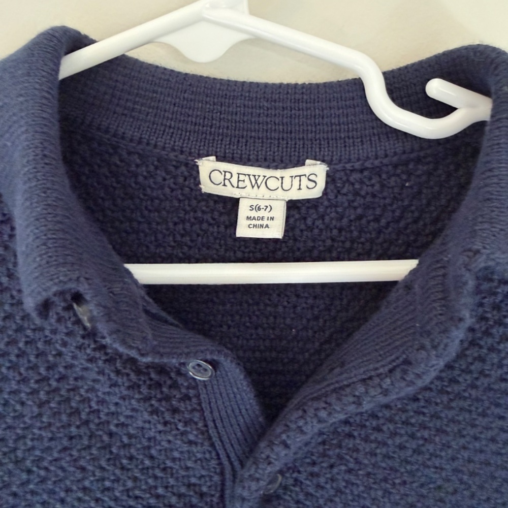 Crewcuts Kids’ Short-Sleeve Seed-Stitch Sweater-Polo | Navy | Size S (6–7) - Picture 4 of 5